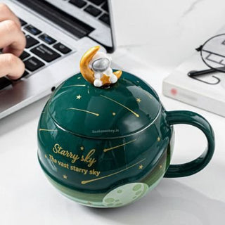 Astronaut Mug with Lid and Spoon - Starry Sky