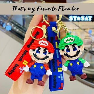 Cute Plumber Keychain - Building Block Style - Heavy 3D keychain