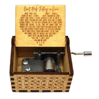 Falling in Love Music Box - Hand Crank Wood Box