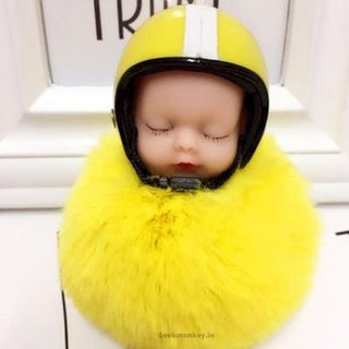 Cute Sleeping Doll with Helmet Keychain