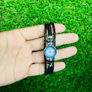 Evil Eye Leather Bracelet for Men (Multi-Layer)