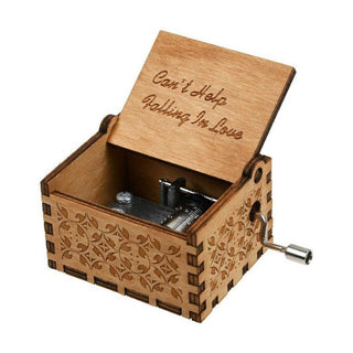 Falling in Love Music Box - Hand Crank Wood Box