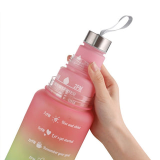 Motivational Water Bottle with Straw 3 Pcs, 2000ml 900ml 300ml Time Marker