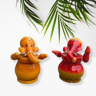 Wooden Ganesh Idol | Handmade Etikoppaka Car Dashboard Idol (Random Color)