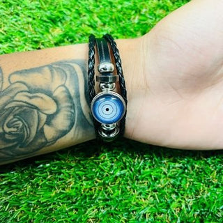 Evil Eye Leather Bracelet for Men (Multi-Layer)