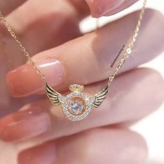 Angel Wings Necklace - Solitaire Ring Rotating Necklace