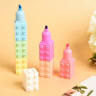 Stackable Block Highlighter Pen [ 6 colors in 1 ]