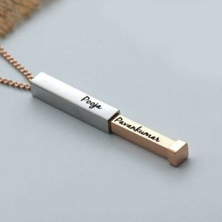 Geekmonkey Personalized T Bar Necklace With Secret Name | Gold Color Pendant