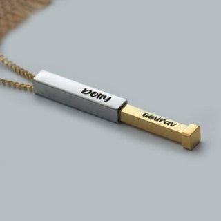 Geekmonkey Personalized T Bar Necklace With Secret Name | Gold Color Pendant