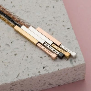 Geekmonkey Personalized T Bar Necklace With Secret Name | Gold Color Pendant