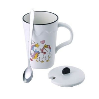 Unicorn Mug with Lid and Spoon