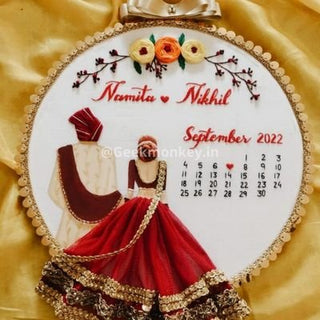 Custom Embroidered Hoop - Save the Date