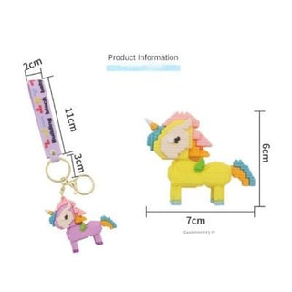 Unicorn Keychain - Building Blocks Style