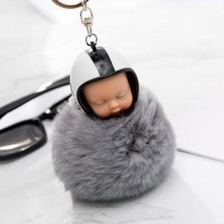 Cute Sleeping Doll with Helmet Keychain