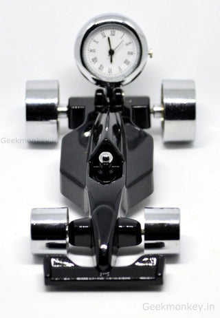 black f1 racer desk clock front