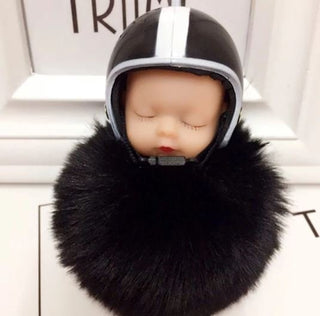 Cute Sleeping Doll with Helmet Keychain