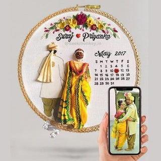 Traditional Embroidered Hoop - Save the Date