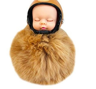 Cute Sleeping Doll with Helmet Keychain