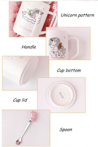 Unicorn Mug with Lid and Spoon