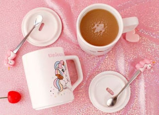 Unicorn Mug with Lid and Spoon