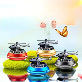 Solar-Powered Car Air Freshener with Rotating Helicopter Display