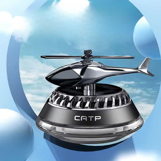 Solar-Powered Car Air Freshener with Rotating Helicopter Display