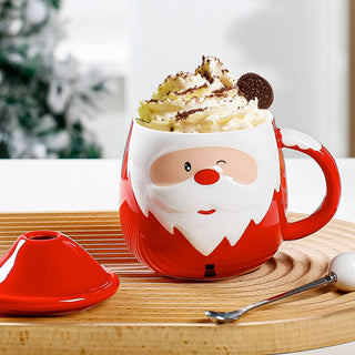 Santa Claus Ceramic Mug with Lid n Spoon (400 ml)