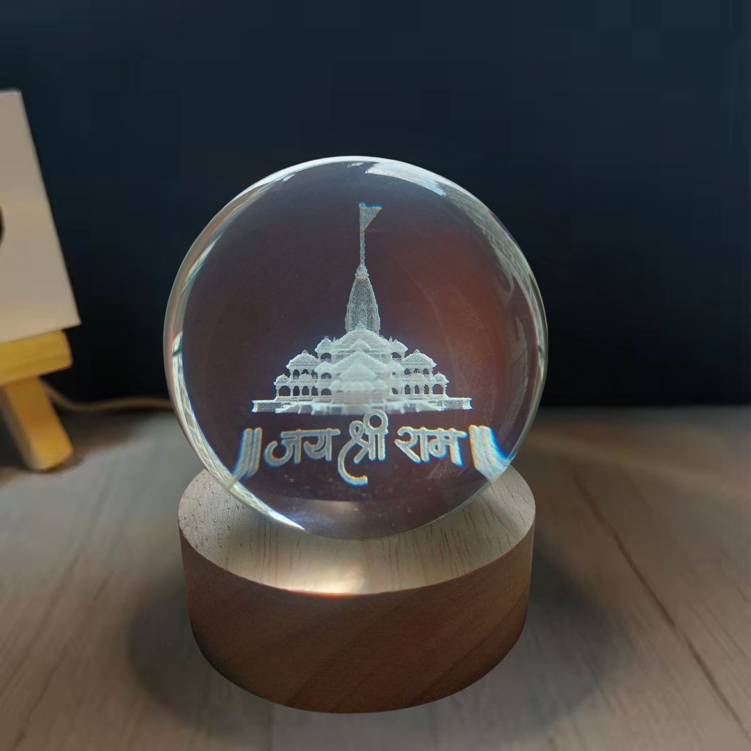 3D Ram Mandir Crystal Lamp | Replica of Ayodha Ram Mandir