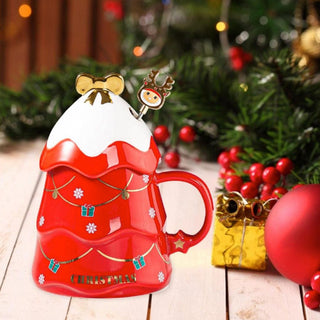 3D Tree Mug with Stirrer and Lid | Classic Christmas Tree Gifts