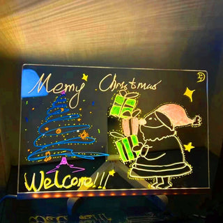 3D Acrylic LED Message Board | Acrylic Dry Erase Board with Light [Free Pens]