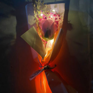 Artificial Flowers Bouquet | Valentine's Day Flower Arrangement with Light