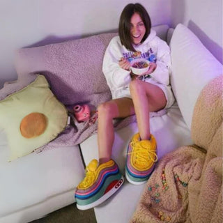 Geekmonkey Rainbow Plush Sneaker Shoes | Stylish and Cozy | Unisex