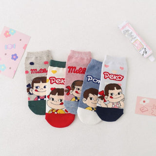 Kawaii Peko Socks | Set of 5 Ankle Socks