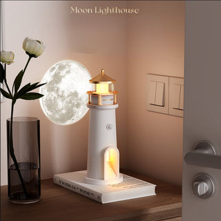 Lighthouse Moonlight Projector Lamp – USB Rechargeable with Remote &amp; Dimmable Night Light