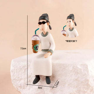 Coffee Time with Li Bai – Funny Ancient Poet Figurine with Sunglasses