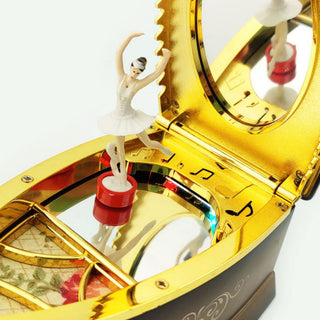 Vintage Steam Iron Music Box with Rotating Ballerina n LED Lights