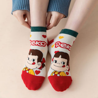 Kawaii Peko Socks | Set of 5 Ankle Socks