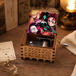 Demon Slayer Wooden Music Box | Hand-Crank Anime Melody Box