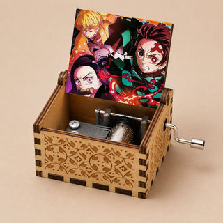 Demon Slayer Wooden Music Box | Hand-Crank Anime Melody Box