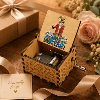 One Piece Wooden Music Box | Hand-Crank Anime Melody Box
