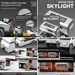 Die-Cast RV Trailer | 1 : 32 Pickup Truck with Motorcycle