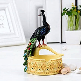 Pretty Peacock Trinket Tray | Colorful Peacock Tray for Cigarette Ash and Jewelry