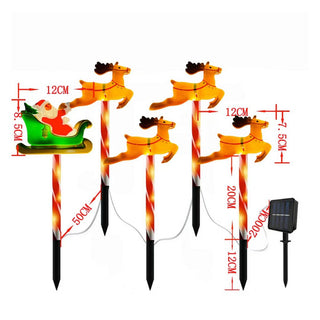 Solar Christmas Lawn Lights – Santa Sleigh n Reindeer Pathway Decoration Set