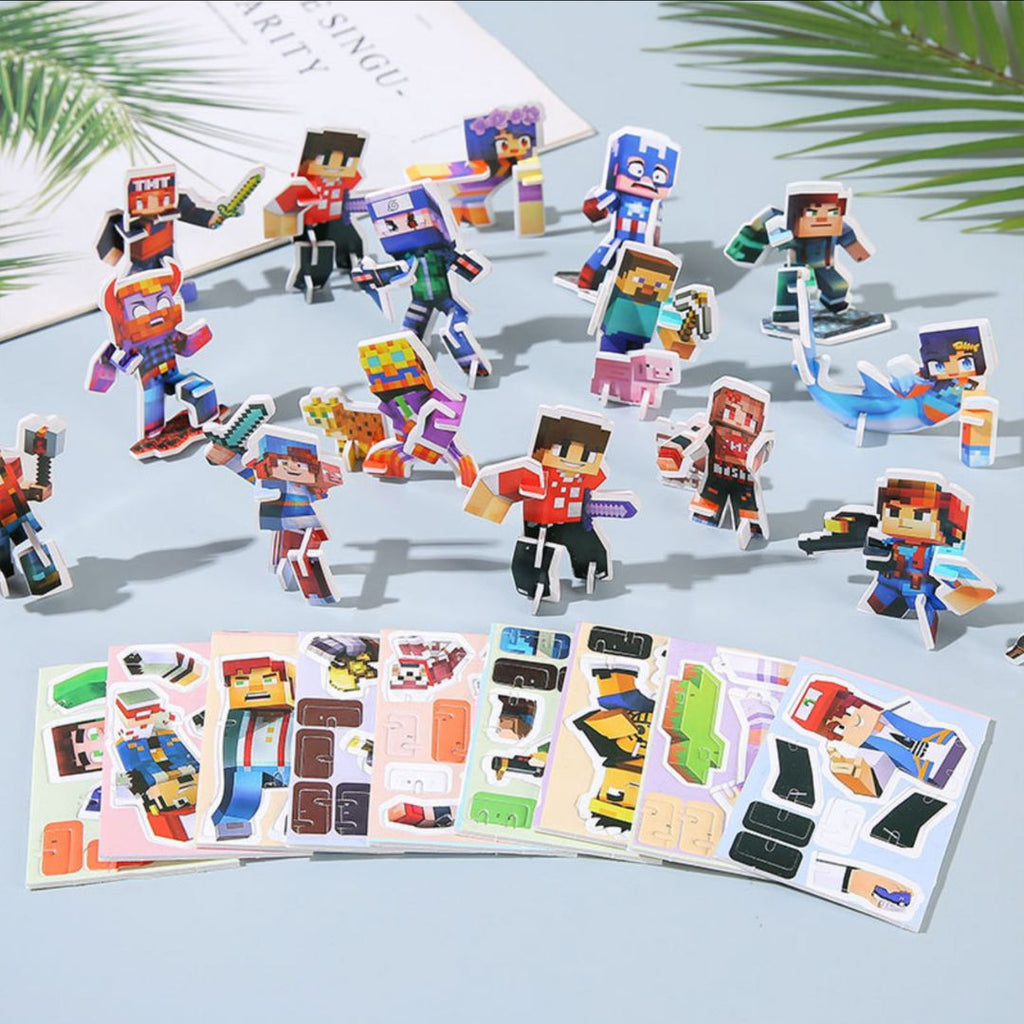 Mini Minecraft Character Puzzle Set – DIY 3D Pixel Figures – Geekmonkey