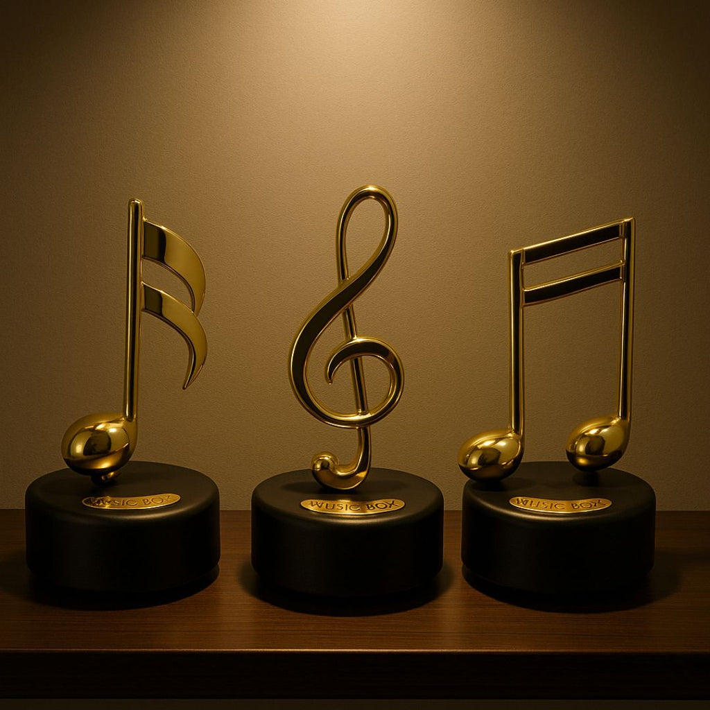 Musical Notes Wind-Up Music Box – Golden Rotating Melody Showpiece for ...