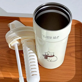 Aesthetic Stainless Steel Travel Mug With Straw