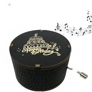 Happy Birthday Music Box - Hand Crank Wood Box