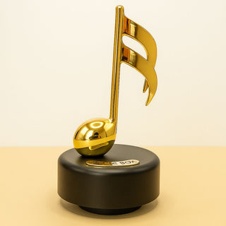 Musical Notes Wind-Up Music Box – Golden Rotating Melody Showpiece for Music Lovers