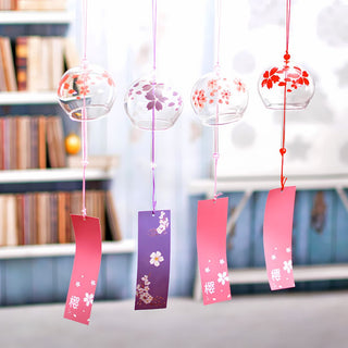 Glass Hanging Wind Chime | Cherry Blossom Blessing Bell