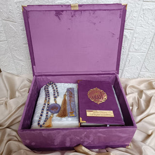 Premium Velvet Quran & Prayer Mat Gift Set